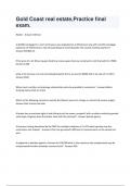 Gold Coast real estate&comma;Practice final exam Questions And Answers
