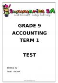 Grade 9 Economic and Management Science (EMS) (Accounting) March Paper and Memo - 2024