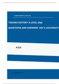 Tudors History A level AQA Comprehensive Questions and Answers 100% Accuracy |Updated 2024