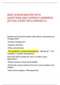 SAFE SCRUM MASTER WITH  QUESTIONS AND CORRECT ANSWERS  [ACTUAL EXAM 100%] GRADED A+