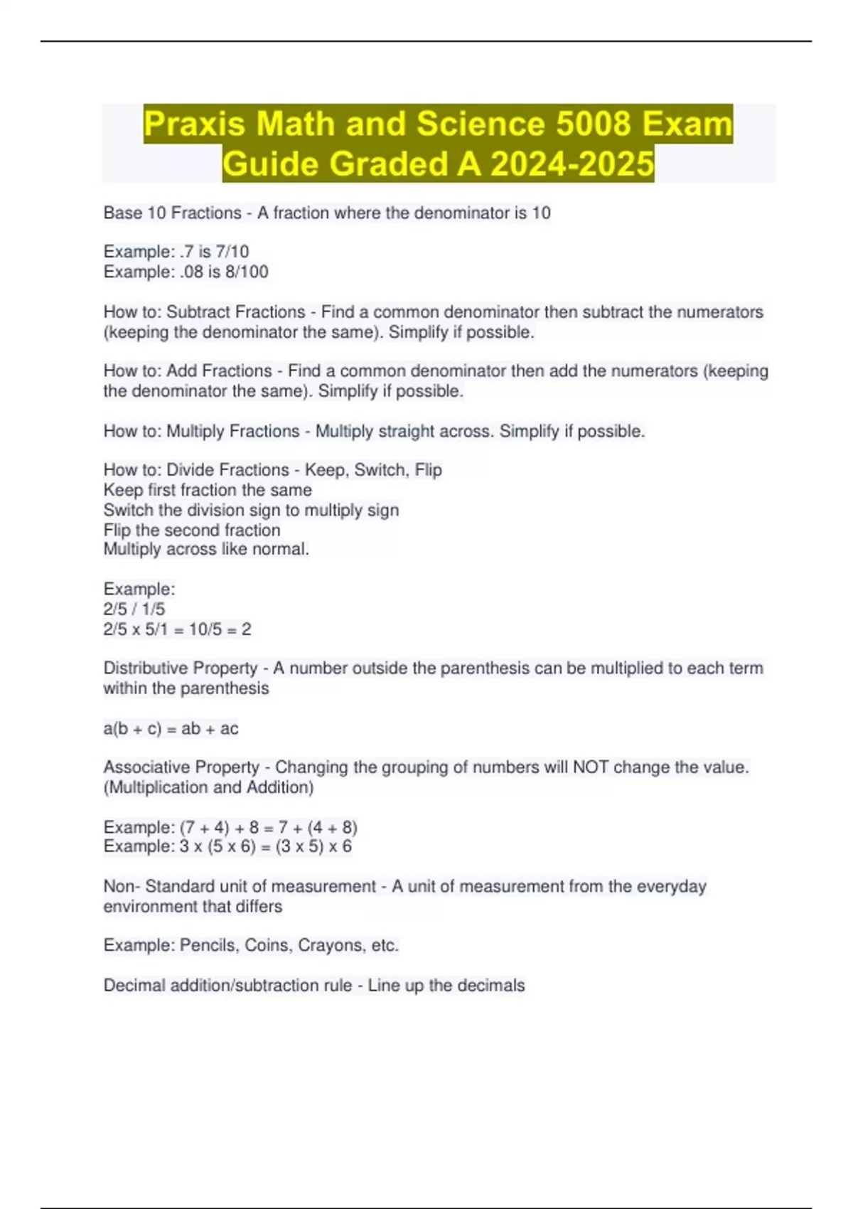 Praxis Math and Science 5008 Exam Guide Graded A Praxis 5008 Stuvia US