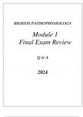 BIOD331 PATHOPHYSIOLOGY MODULE 1 OVERVIEW FINAL EXAM REVIEW Q & A 2024.