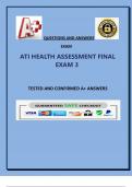 ATI HEALTH ASSESSMENT FINAL  EXAM 3
