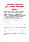 Texas Mold Remediation  Contractor State Exam Test Questions And Correct Detailed Answers