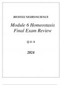 BIOD322 NEUROSCIENCE MODULE 6 HOMEOSTASIS FINAL EXAM REVIEW Q & A 2024
