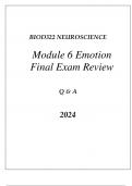 BIOD322 NEUROSCIENCE MODULE 6 EMOTION FINAL EXAM REVIEW Q & A 2024&period;
