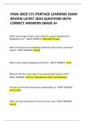 FINAL BIOD 171 PORTAGE LEARNING EXAM  REVIEW LATEST 2024 QUESTIONS WITH CORRECT ANSWERS GRADE A+ 