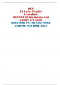 OCR AS Level English Literature H072/01 Shakespeare and poetry pre-1900 QUESTION PAPER AND MARK SCHEME FOR JUNE 2023 