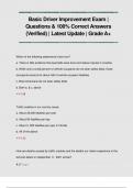 Basic Driver Improvement Exam &vert;  Questions & 100&percnt; Correct Answers  &lpar;Verified&rpar; &vert; Latest Update &vert; Grade A&plus;