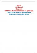 OCR AS Level Geology H414/01 Fundamentals of geology QUESTION PAPER AND MARK SCHEME FOR JUNE 2023 
