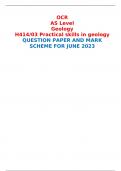 OCR AS Level Geology H414/03 Practical skills in geology QUESTION PAPER AND MARK SCHEME FOR JUNE 2023 