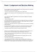 Judgement and Decision Making Exam Question and Answers 2024