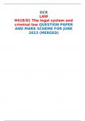 OCR LAW H418/01 The legal system and criminal law QUESTION PAPER AND MARK SCHEME FOR JUNE 2023 (MERGED) 