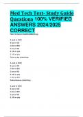 Med Tech Test- Study Guide Questions 100&percnt; VERIFIED  ANSWERS 2024&sol;2025  CORRECT RATED A&plus;&plus; 