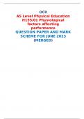OCR AS Level Physical Education H155/01 Physiological factors affecting performance QUESTION PAPER AND MARK SCHEME FOR JUNE 2023 (MERGED) 