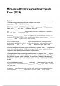 Minnesota Driver's Manual Study Guide Exam &lpar;2024&rpar; Questions And Answers