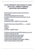 NJ PSI PROPERTY AND CASUALITY EXAM  WITH 100&percnt; CORRECT VERIFIED  QUESTIONS AND ANSWERS