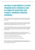 OB FINAL EXAM NEWEST 2 LATEST  VERSIONS 2024 &lpar;VERSION A AND  B&rpar; COMPLETE QUESTIONS AND  CORRECT ANSWERS &lpar;VERIFIED  ANSWERS&rpar;