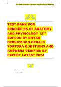 TEST BANK FOR PRINCIPLES OF ANATOMY AND PHYSIOLOGY 12TH EDITION BY BRYAN DERRICKSON GERALD TORTORA QUESTIONS AND ANSWERS VERIFIED BY EXPERT LATEST 2024