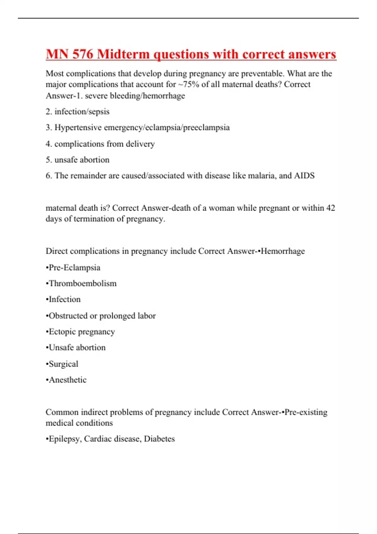 Questions Mn MN 576 Midterm questions with correct answers|100% verified|45 pages ...