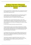 Healthcare Operations Management  UPDATED Test Questions And CORRECT  Answers
