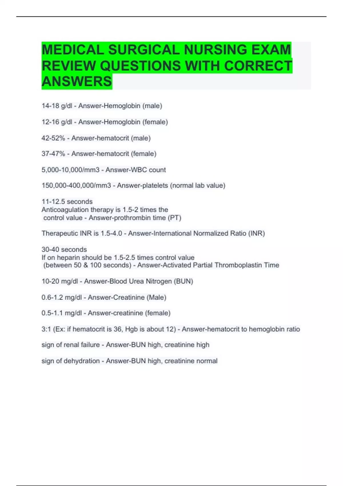 Medical Surgical Nursing Exam #3 Questions and Answers 2024 - MEDICAL ...