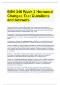 BSN 346 Week 2 Hormonal  Changes Test Questions  and Answers