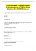 Florida Community Association Manager  Prelicensure Course UPDATED Exam  Questions And CORRECT Answers