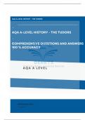 AQA A-Level History - The Tudors Questions with Answers 100% Accuracy |Updated 2024 