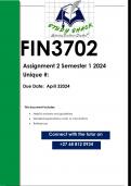 FIN3702 Assignment 2 (QUALITY ANSWERS) Semester 1 2024