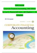 TEST BANK For Corporate Financial Accounting&comma; 16th Edition by Carl S&period; Warren Jeff Jones&comma; Verified Chapters 1 - 14&comma; Complete Newest Version