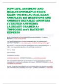 NEW LIFE&comma; ACCIDENT AND HEALTH INSURANCE STATE EXAM- OH 2024 ACTUAL EXAM COMPLETE 120 QUESTIONS AND CORRECT DETAILED ANSWERS &lpar;VERIFIED ANSWERS&rpar; &vert;ALREADY GRADED A&plus; TOPSCORE 100&percnt; RATED BY EXPERTS 