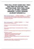 TNCC FULL STUDY GUIDE 2024 | TNCC TEST PREP 8TH EDITION, TNCC WRITTEN EXAM, TNCC FINAL EXAM TEST (ALL IN ONE) | VERIFIED ANSWERS | LATEST VERSION (ALREADY GRADED A+)