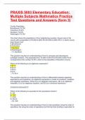 PRAXIS 5003 Elementary Education Multiple Subjects Mathmatics Practice Test Questions and Answers