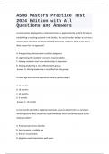 Association of Social Work Boards. ASWB Masters Practice Test 2024 Edition with All Questions and Answers