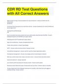 CDR RD Test Questions with All Correct Answers