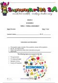 Grade 8 Economic and Management Science (EMS) (Economics) June Paper 1 and Memo - 2024
