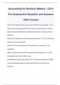 Accounting for Decision Makers - C213 Pre Assessment Question and Answers 100% Correct