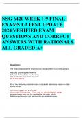 NSG 6420 WEEK 1-9 FINAL EXAMS LATEST UPDATE 2024|VERIFIED EXAM QUESTIONS AND CORRECT ANSWERS WITH RATIONALS ALL GRADED A+