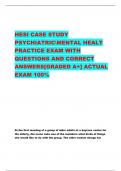 HESI CASE STUDY  PSYCHIATRICMENTAL HEALT  PRACTICE EXAM WITH  QUESTIONS AND CORRECT  ANSWERS[GRADED A+] ACTUAL  EXAM 100%