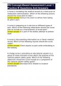 RN Concept-Based Assessment Level 1 Practice B Questions And Answers 
