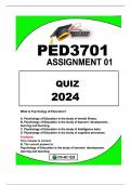 PED3701 ASSIGNMENT 1 -QUIZ 2024 ALL QUESTIONS WELL ANSWERED -100%PASS