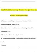 HOSA Dental Terminology Practice Test Questions and Answers (Verified Answers)