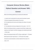 Computer Science Review (Basic Python) Question and Answer 100% Correct