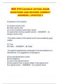BIO 210 Lecture ACTUAL EXAM  QUESTIONS AND REVISED CORRECT  ANSWERS | UPDATED !!