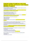 Colorado Accident & health laws state Exam Questions and Answers Latest Updated 2024/2025 | Graded A+.