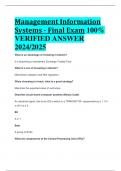 Management Information Systems - Final Exam 100%  VERIFIED ANSWER  2024/2025 ALREADY PASSED