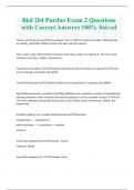 Biol 204 Purdue Exam 2 Questions  with Correct Answers 100&percnt; Solved