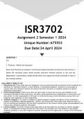 ISR3702 Assignment 2 (ANSWERS) Semester 1 2024 - DISTINCTION GUARANTEED.