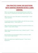 CNA PRACTICE EXAM 100 QUESTIONS  WITH VERIFIED ANSWERS RATED A 100&percnt;  VERIFIED&period;
